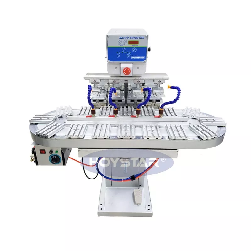 कन्वेयर के साथ बड़े आकार का चार रंग का पैड प्रिंटर